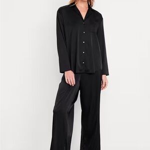 Black Satin Pajama Set